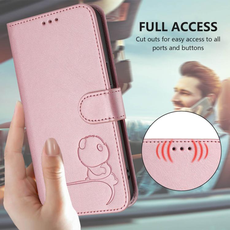 For Honor X40i Litter Panda Embossing RFID Leather Phone Case with Lanyard