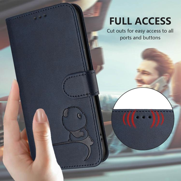 For Honor X40i Litter Panda Embossing RFID Leather Phone Case with Lanyard