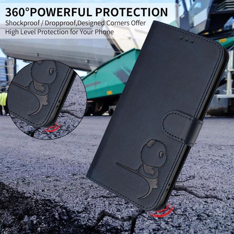 For Honor X40i Litter Panda Embossing RFID Leather Phone Case with Lanyard