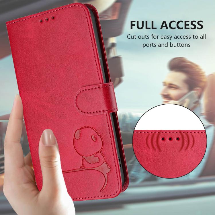 For Honor X40i Litter Panda Embossing RFID Leather Phone Case with Lanyard