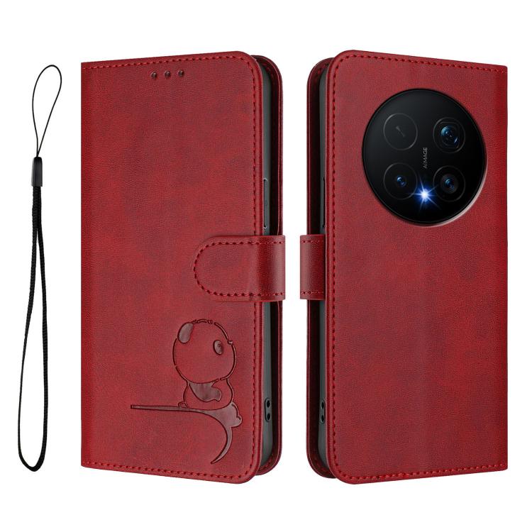 For Honor Magic8 Pro Litter Panda Embossing RFID Leather Phone Case with Lanyard