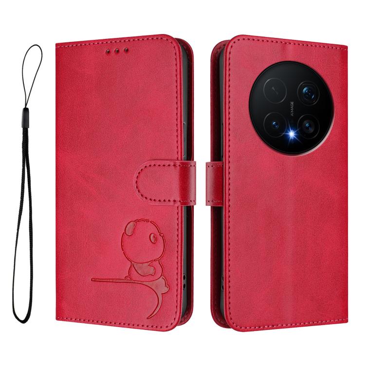 For Honor Magic8 Pro Litter Panda Embossing RFID Leather Phone Case with Lanyard