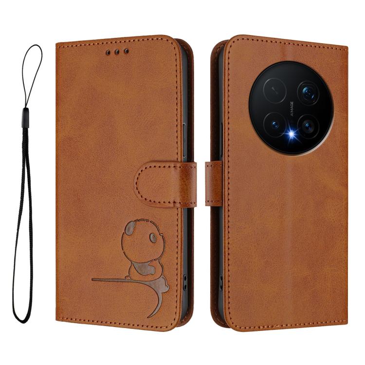 For Honor Magic8 Pro Litter Panda Embossing RFID Leather Phone Case with Lanyard
