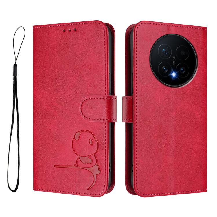 For Honor Magic8 Litter Panda Embossing RFID Leather Phone Case with Lanyard