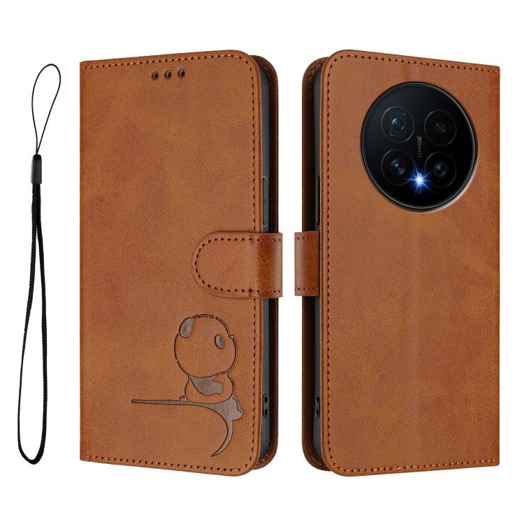 For Honor Magic8 Litter Panda Embossing RFID Leather Phone Case with Lanyard