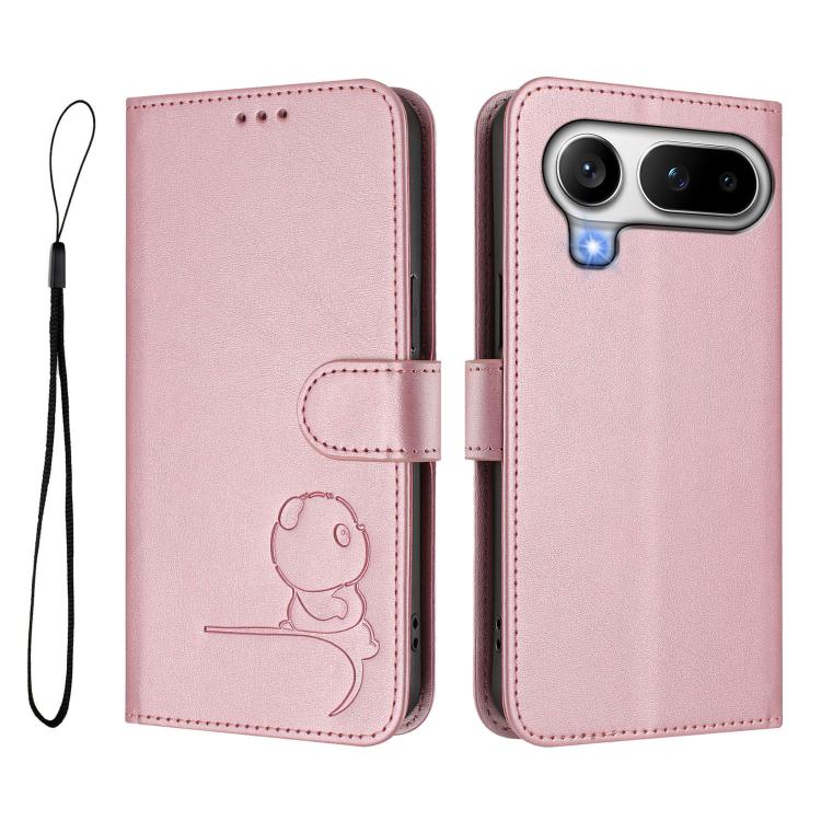 For Honor Magic8 Pro Air Litter Panda Embossing RFID Leather Phone Case with Lanyard