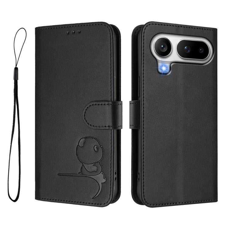 For Honor Magic8 Pro Air Litter Panda Embossing RFID Leather Phone Case with Lanyard