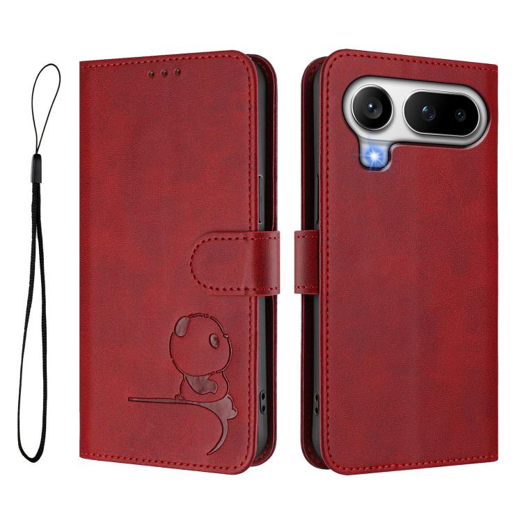 For Honor Magic8 Pro Air Litter Panda Embossing RFID Leather Phone Case with Lanyard