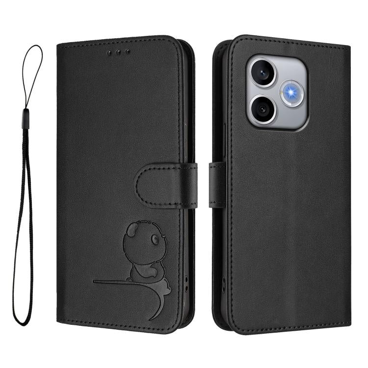 For Honor 600 Lite Global Litter Panda Embossing RFID Leather Phone Case with Lanyard
