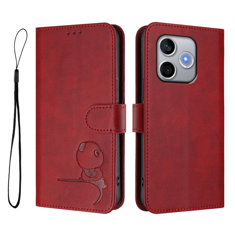 For Honor 600 Lite Global Litter Panda Embossing RFID Leather Phone Case with Lanyard