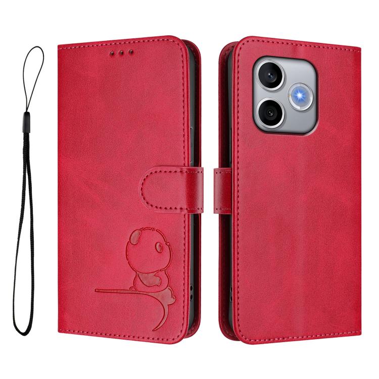 For Honor 600 Lite Global Litter Panda Embossing RFID Leather Phone Case with Lanyard