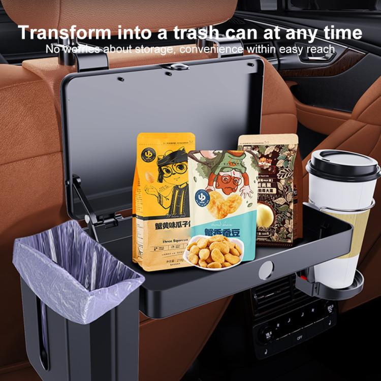 K255 Car Seat Back Storage Rack Multifunctional Tissue Box Water Cup Holder Car Rear Seat Tray Desk - Black