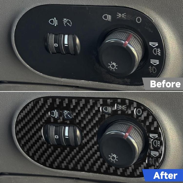 Carbon Fiber Car Headlight Switch Decorative Sticker for SEAT Ibiza 2003-2008, Right Driver