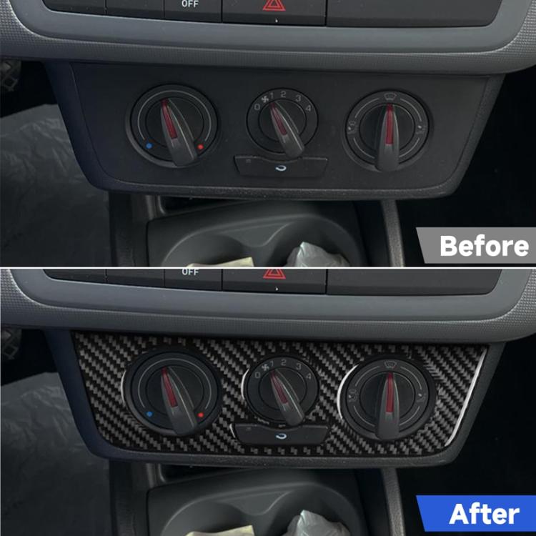 Carbon Fiber Car Air Conditioner Switch Panel A Decorative Sticker for SEAT Ibiza 2009-2014, Left and Right Driver