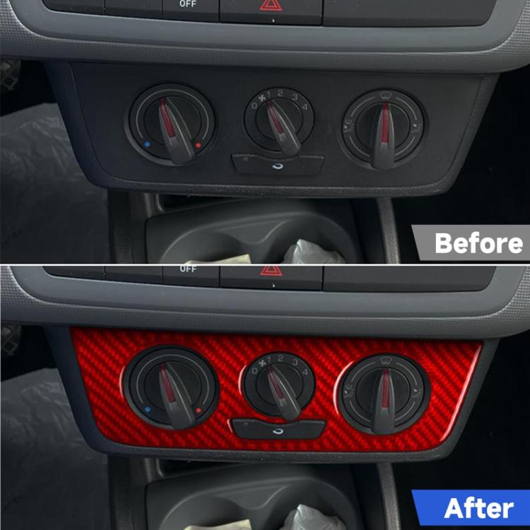 Carbon Fiber Car Air Conditioner Switch Panel A Decorative Sticker for SEAT Ibiza 2009-2014, Left and Right Driver