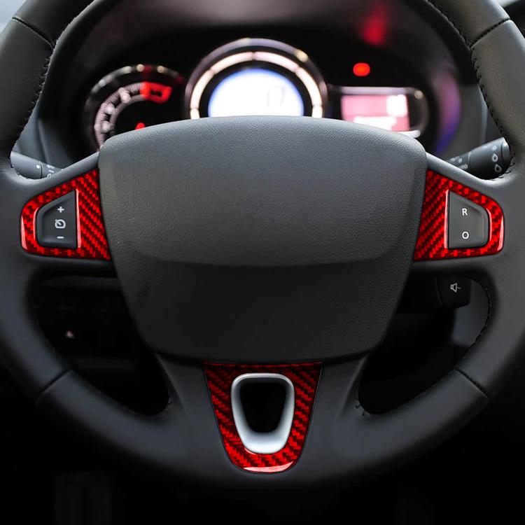 3pcs/Set Carbon Fiber Car Steering Wheel Buttons Decorative Sticker for Renault Fluence 2009-2017 / Megane 2008-2016, Left and Right Driver