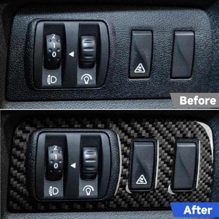 Carbon Fiber Car Headlight Button Frame Decorative Sticker for Renault Fluence 2009-2017 / Megane 2008-2016, Left and Right Driver