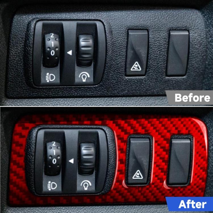 Carbon Fiber Car Headlight Button Frame Decorative Sticker for Renault Fluence 2009-2017 / Megane 2008-2016, Left and Right Driver