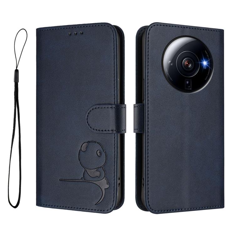 For Xiaomi 12S Ultra Litter Panda Embossing RFID Leather Phone Case with Lanyard