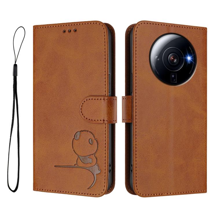 For Xiaomi 12S Ultra Litter Panda Embossing RFID Leather Phone Case with Lanyard