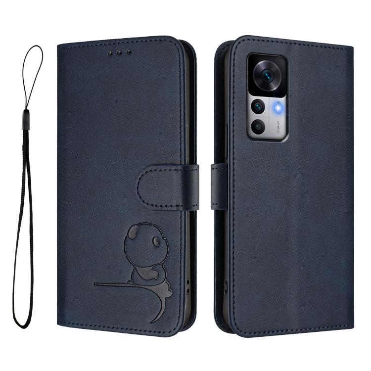 For Xiaomi 12T / 12T Pro Litter Panda Embossing RFID Leather Phone Case with Lanyard