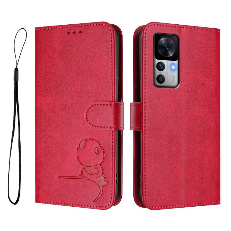 For Xiaomi 12T / 12T Pro Litter Panda Embossing RFID Leather Phone Case with Lanyard