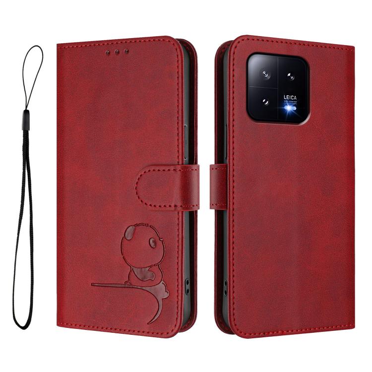 For Xiaomi 13 Litter Panda Embossing RFID Leather Phone Case with Lanyard