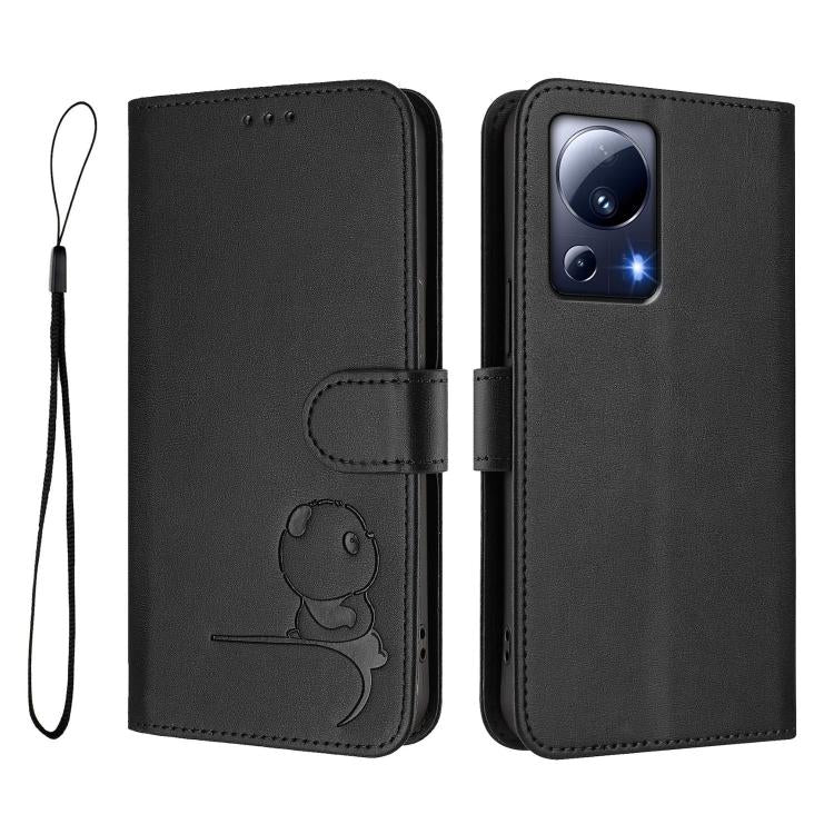 For Xiaomi 13 Lite / Civi 2 Litter Panda Embossing RFID Leather Phone Case with Lanyard