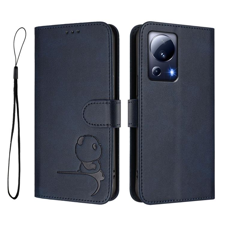 For Xiaomi 13 Lite / Civi 2 Litter Panda Embossing RFID Leather Phone Case with Lanyard