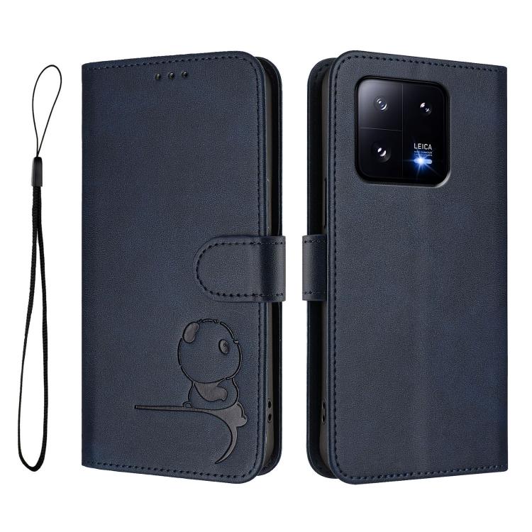 For Xiaomi 13 Pro Litter Panda Embossing RFID Leather Phone Case with Lanyard