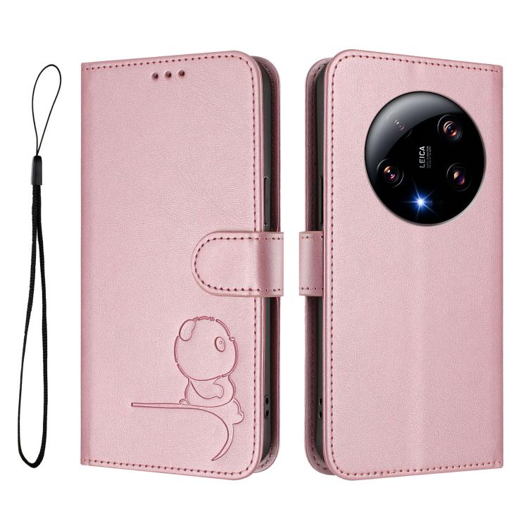 For Xiaomi 13 Ultra Litter Panda Embossing RFID Leather Phone Case with Lanyard