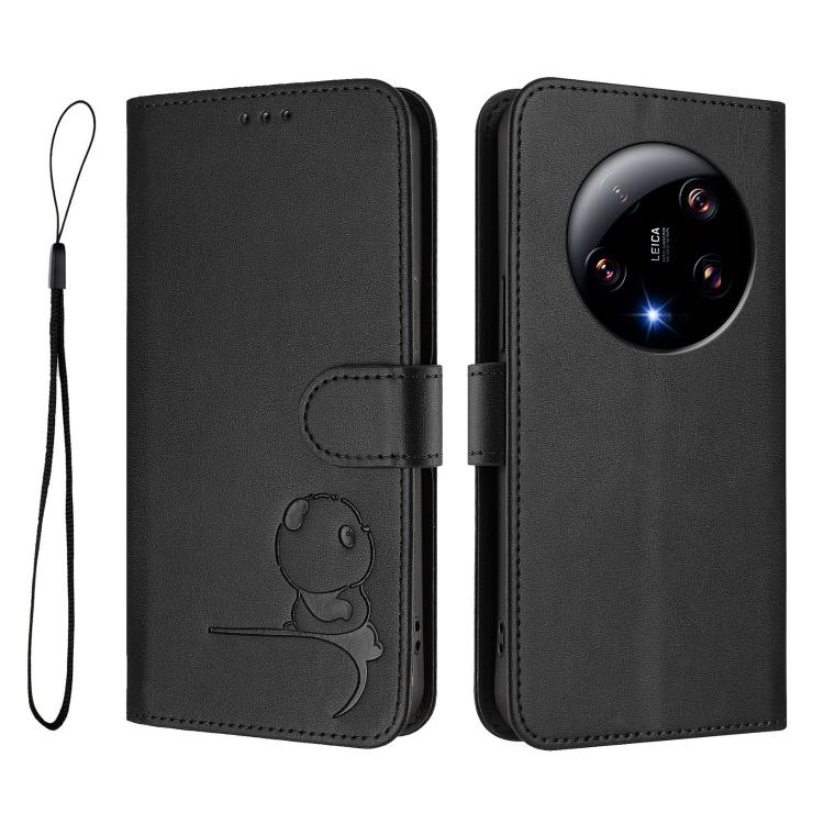 For Xiaomi 13 Ultra Litter Panda Embossing RFID Leather Phone Case with Lanyard