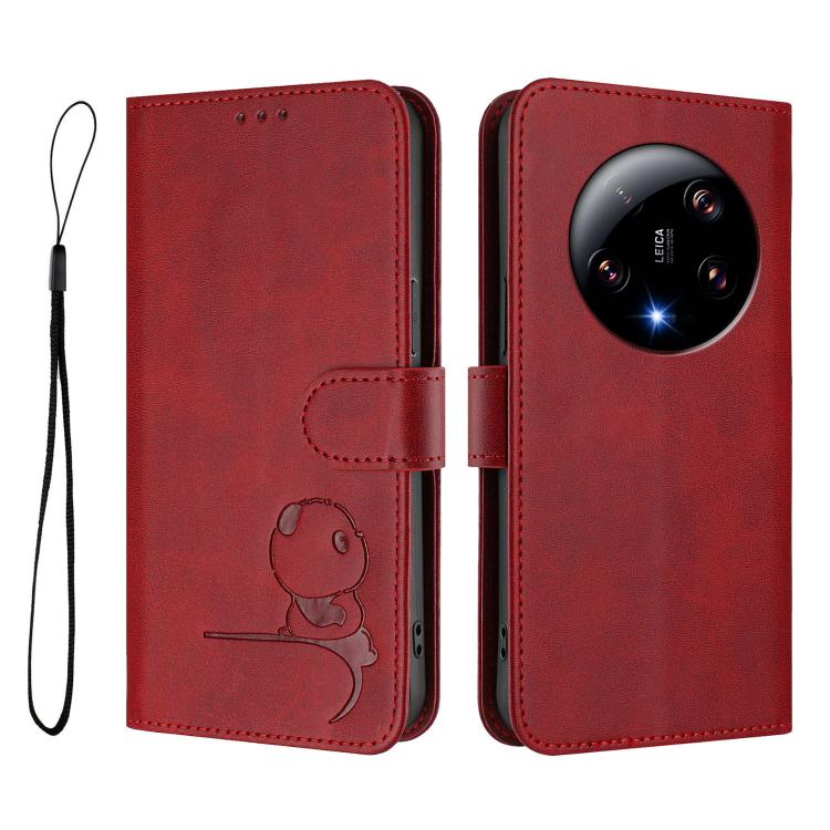For Xiaomi 13 Ultra Litter Panda Embossing RFID Leather Phone Case with Lanyard