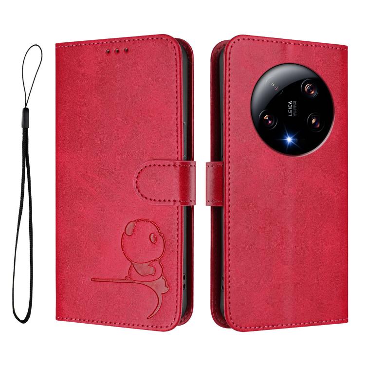 For Xiaomi 13 Ultra Litter Panda Embossing RFID Leather Phone Case with Lanyard