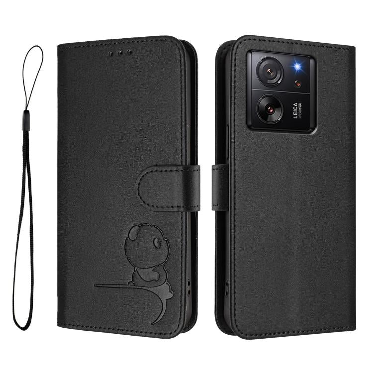 For Xiaomi 13T / 13T Pro Litter Panda Embossing RFID Leather Phone Case with Lanyard