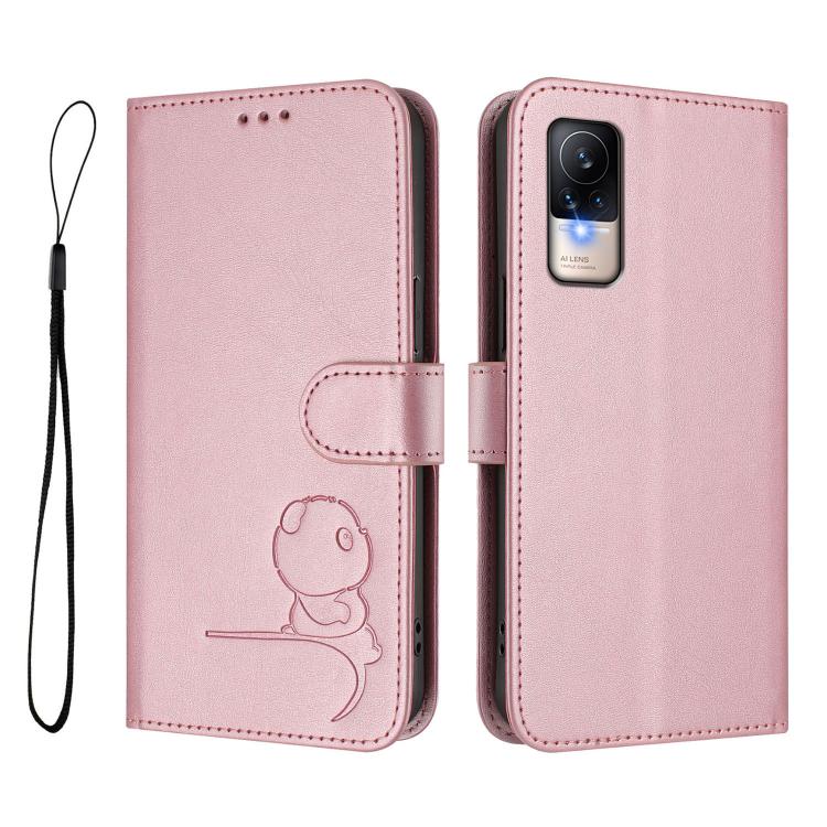 For Xiaomi Civi 1S Litter Panda Embossing RFID Leather Phone Case with Lanyard