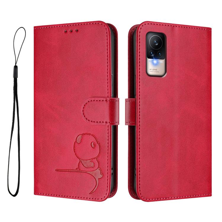 For Xiaomi Civi 1S Litter Panda Embossing RFID Leather Phone Case with Lanyard