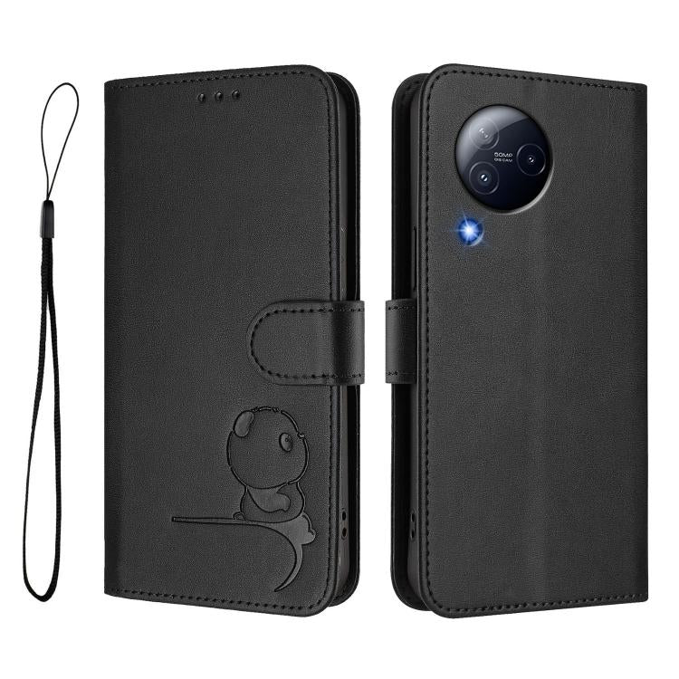 For Xiaomi Civi 3 Litter Panda Embossing RFID Leather Phone Case with Lanyard