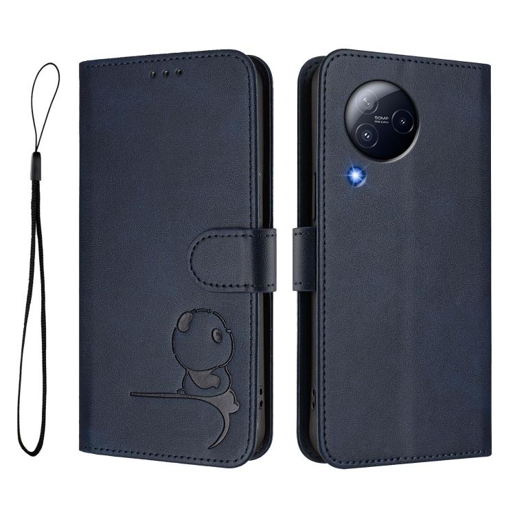 For Xiaomi Civi 3 Litter Panda Embossing RFID Leather Phone Case with Lanyard