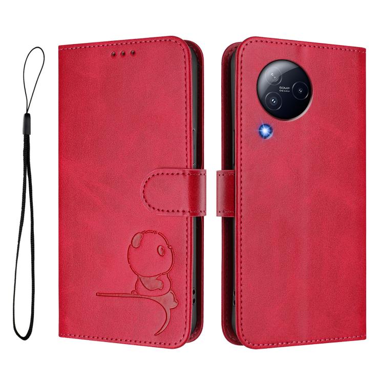 For Xiaomi Civi 3 Litter Panda Embossing RFID Leather Phone Case with Lanyard