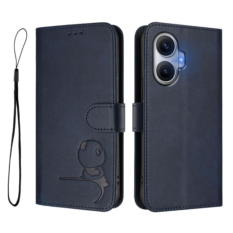 For Xiaomi Poco F7 Litter Panda Embossing RFID Leather Phone Case with Lanyard