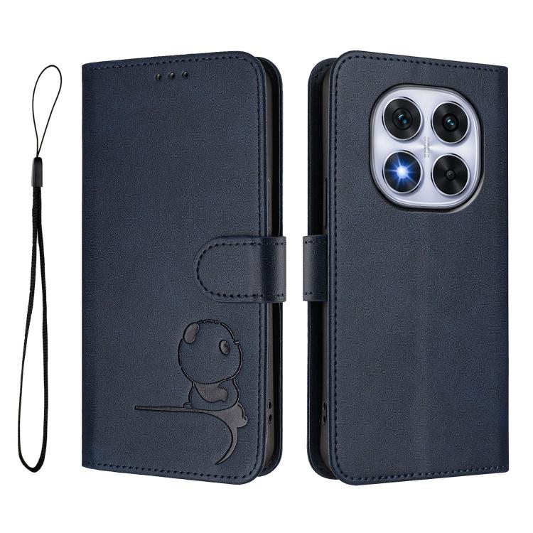 For Xiaomi Poco X7 Litter Panda Embossing RFID Leather Phone Case with Lanyard