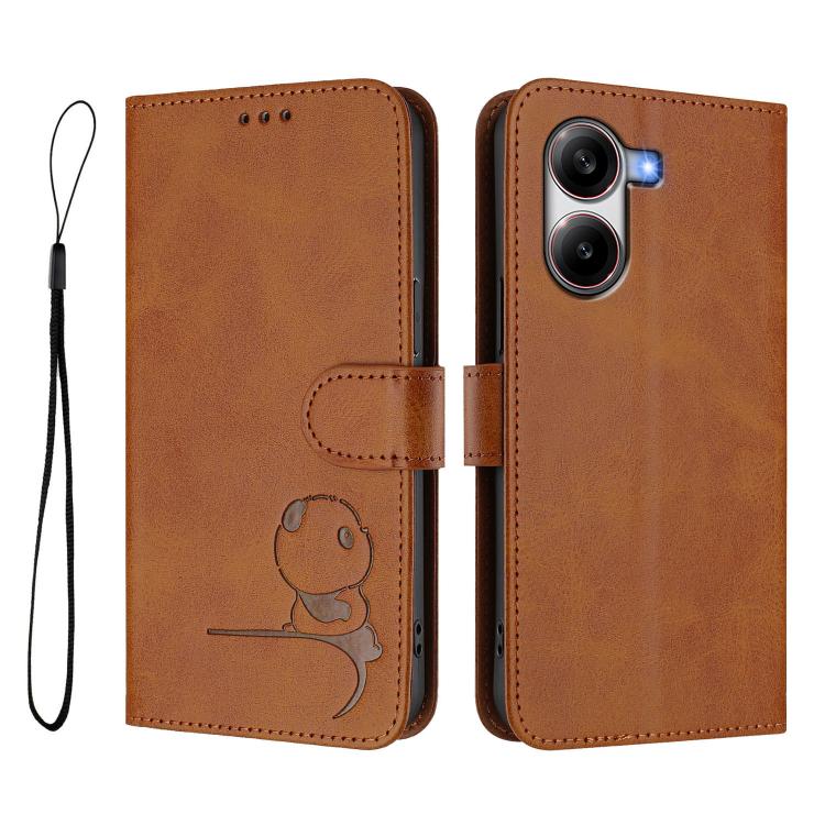 For Xiaomi Poco X7 Pro Litter Panda Embossing RFID Leather Phone Case with Lanyard