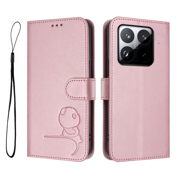 For Xiaomi 15T Litter Panda Embossing RFID Leather Phone Case with Lanyard