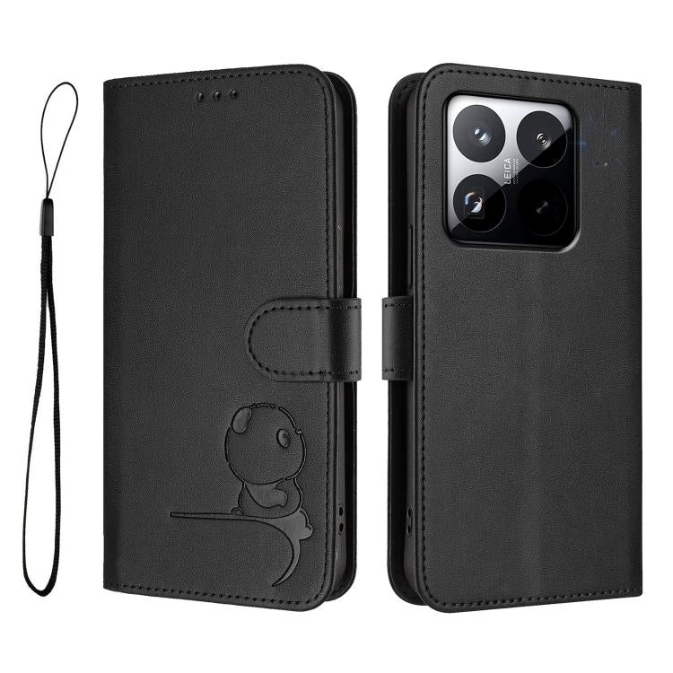 For Xiaomi 15T Litter Panda Embossing RFID Leather Phone Case with Lanyard