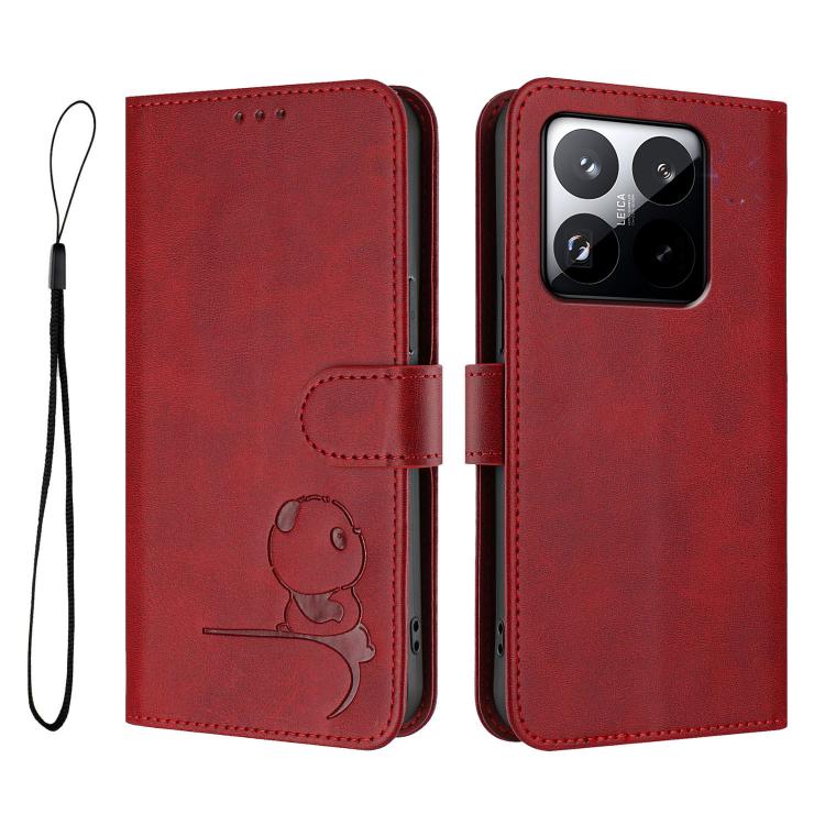 For Xiaomi 15T Litter Panda Embossing RFID Leather Phone Case with Lanyard