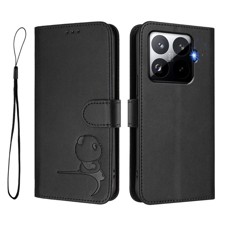 For Xiaomi 15T Pro Litter Panda Embossing RFID Leather Phone Case with Lanyard