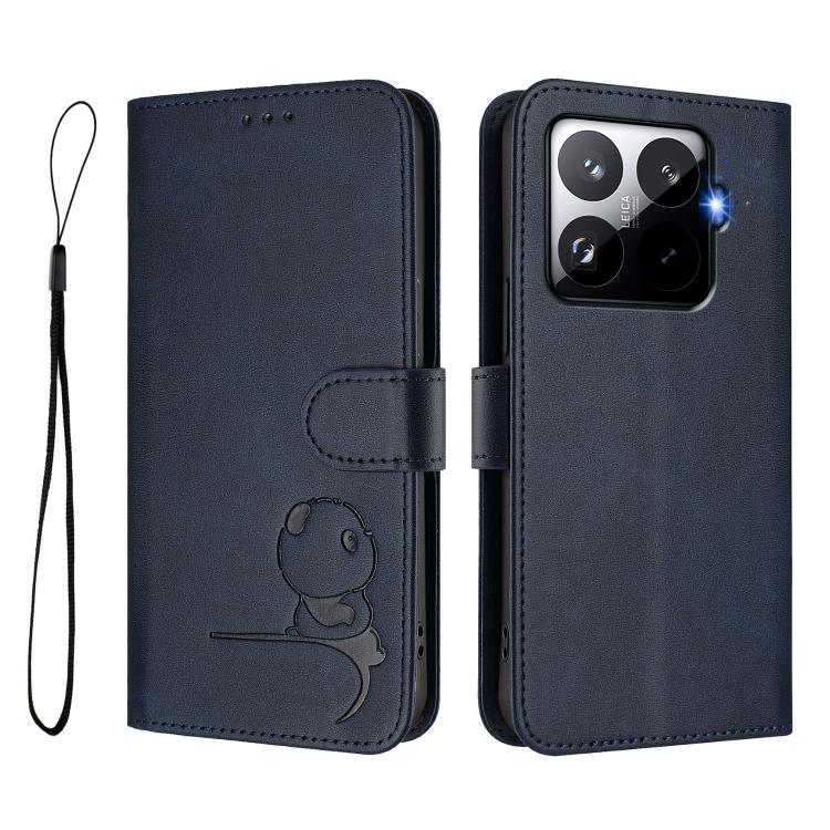 For Xiaomi 15T Pro Litter Panda Embossing RFID Leather Phone Case with Lanyard