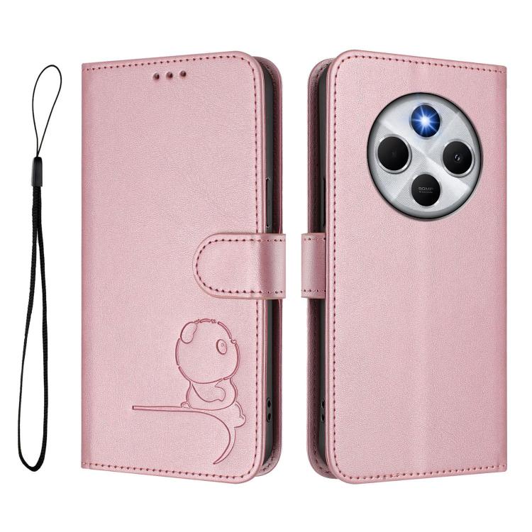 For Xiaomi Poco M7 5G / C75 4G Litter Panda Embossing RFID Leather Phone Case with Lanyard