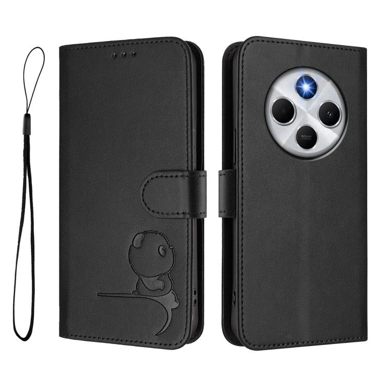 For Xiaomi Poco M7 5G / C75 4G Litter Panda Embossing RFID Leather Phone Case with Lanyard